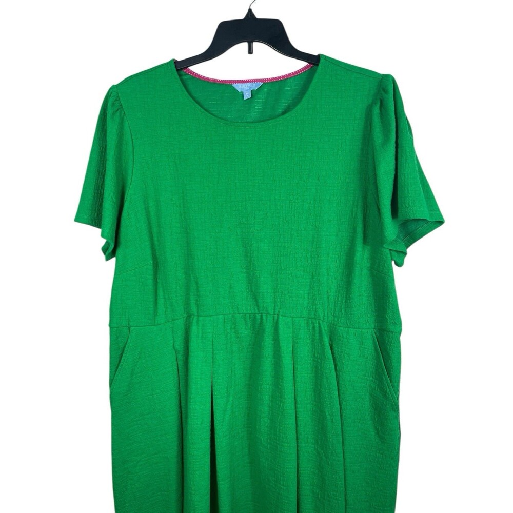 Draper James Kelly Green Short Sleeve Pullover Pocketed Textured Skater Dress 3x - Picture 2 of 15